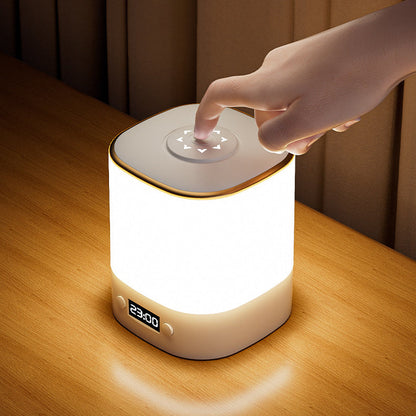 Modern Minimalist Rectangular Clock ABS LED Table Lamp For Bedroom