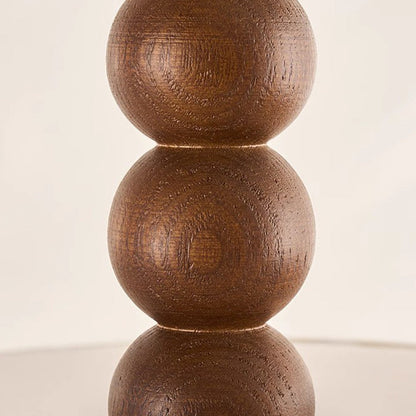 Traditional French Round Petal Wooden Beads Iron Fabric Shade 1-Light Pendant Light For Living Room