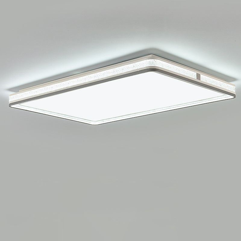 Modern Minimalist Round Rectangle Square Iron Silicone Acrylic LED Flush Mount Ceiling Light For Living Room