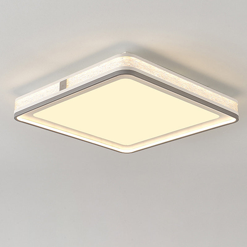 Modern Minimalist Round Rectangle Square Iron Silicone Acrylic LED Flush Mount Ceiling Light For Living Room