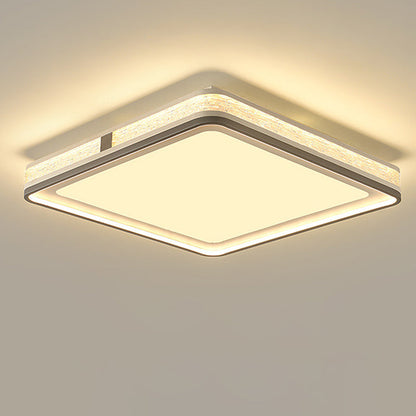 Modern Minimalist Round Rectangle Square Iron Silicone Acrylic LED Flush Mount Ceiling Light For Living Room
