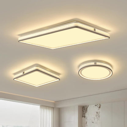 Modern Minimalist Round Rectangle Square Iron Silicone Acrylic LED Flush Mount Ceiling Light For Living Room