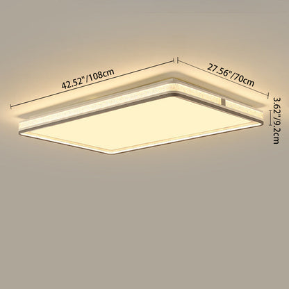 Modern Minimalist Round Rectangle Square Iron Silicone Acrylic LED Flush Mount Ceiling Light For Living Room