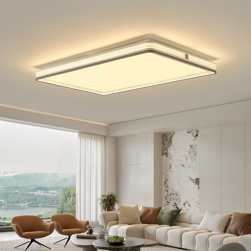 Modern Minimalist Round Rectangle Square Iron Silicone Acrylic LED Flush Mount Ceiling Light For Living Room