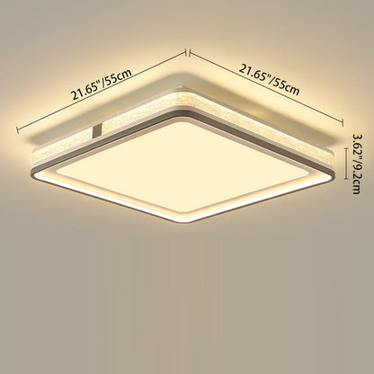 Modern Minimalist Round Rectangle Square Iron Silicone Acrylic LED Flush Mount Ceiling Light For Living Room