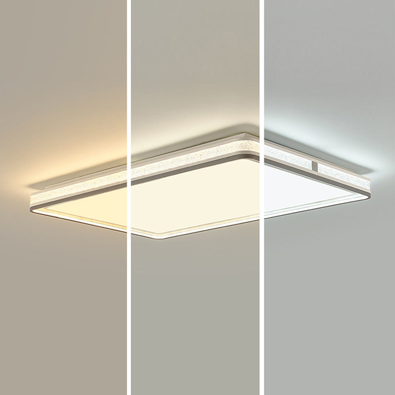 Modern Minimalist Round Rectangle Square Iron Silicone Acrylic LED Flush Mount Ceiling Light For Living Room