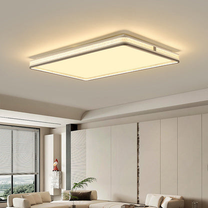 Modern Minimalist Round Rectangle Square Iron Silicone Acrylic LED Flush Mount Ceiling Light For Living Room