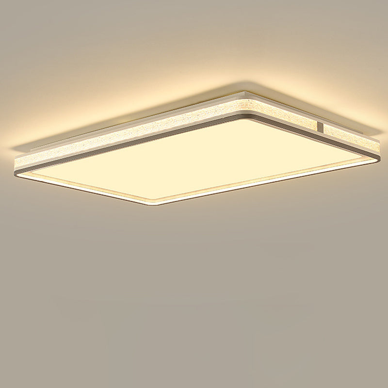 Modern Minimalist Round Rectangle Square Iron Silicone Acrylic LED Flush Mount Ceiling Light For Living Room
