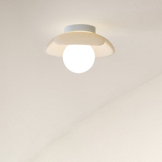 Modern Minimalist Flower Globe Iron Resin 1-Light Semi-Flush Mount Ceiling Light For Living Room