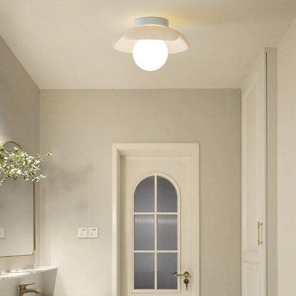 Modern Minimalist Flower Globe Iron Resin 1-Light Semi-Flush Mount Ceiling Light For Living Room