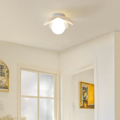 Modern Minimalist Flower Globe Iron Resin 1-Light Semi-Flush Mount Ceiling Light For Living Room