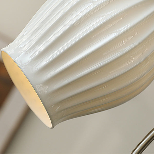 Traditional French Hardware Curved Rod Striped Ceramic Shade 4/6/8 Light Chandelier For Living Room
