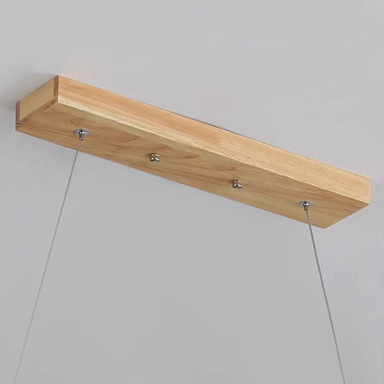 Modern Minimalist Rectangular Wood Acrylic Shade LED Island Light Chandelier For Dining Room