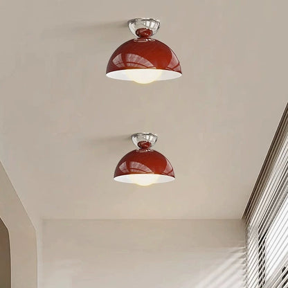 Contemporary Nordic Round Globe Iron Glass Shade 1-Light Semi-Flush Mount Ceiling Light For Living Room