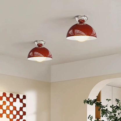Contemporary Nordic Round Globe Iron Glass Shade 1-Light Semi-Flush Mount Ceiling Light For Living Room