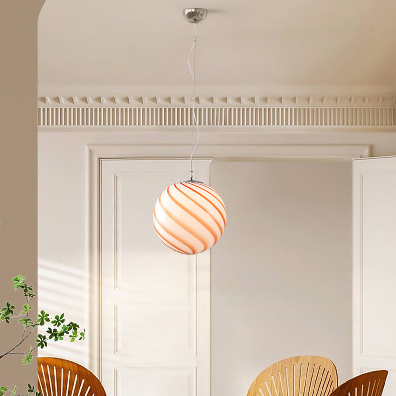 Contemporary Nordic Globe Lollipop Shape Iron Glass 1-Light Pendant Light For Living Room