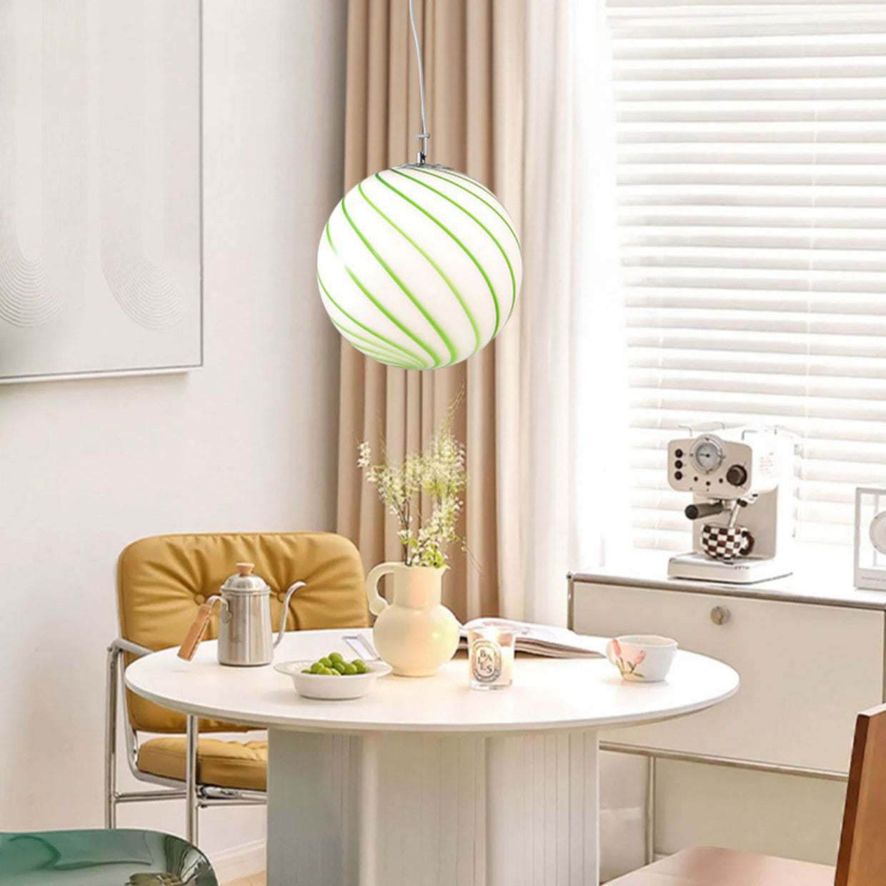 Contemporary Nordic Globe Lollipop Shape Iron Glass 1-Light Pendant Light For Living Room