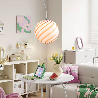 Contemporary Nordic Globe Lollipop Shape Iron Glass 1-Light Pendant Light For Living Room