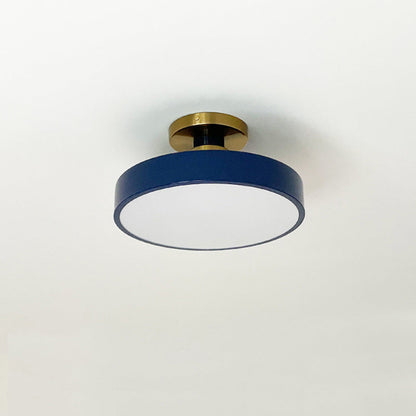 Modern Minimalist Round Iron Frame Acrylic Shade LED Semi-Flush Mount Ceiling Light For Bedroom