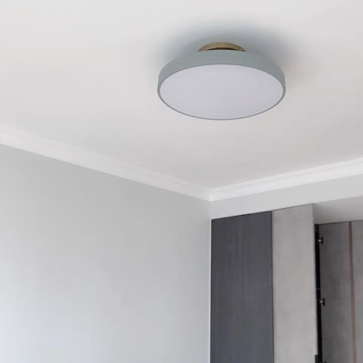 Modern Minimalist Round Iron Frame Acrylic Shade LED Semi-Flush Mount Ceiling Light For Bedroom