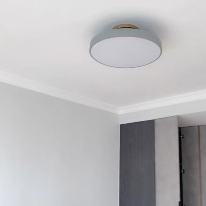 Modern Minimalist Round Iron Frame Acrylic Shade LED Semi-Flush Mount Ceiling Light For Bedroom