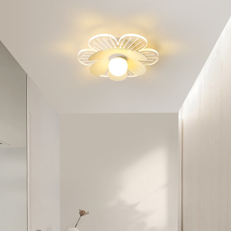 Modern Minimalist Suzuran Iron Frame Acrylic Shade LED Semi-Flush Mount Ceiling Light For Living Room