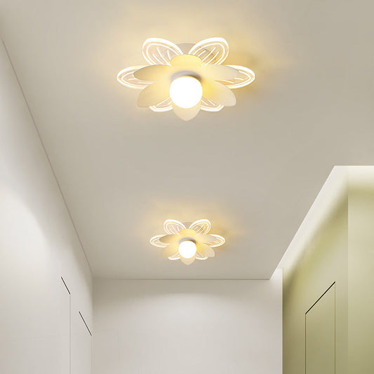 Modern Minimalist Suzuran Iron Frame Acrylic Shade LED Semi-Flush Mount Ceiling Light For Living Room