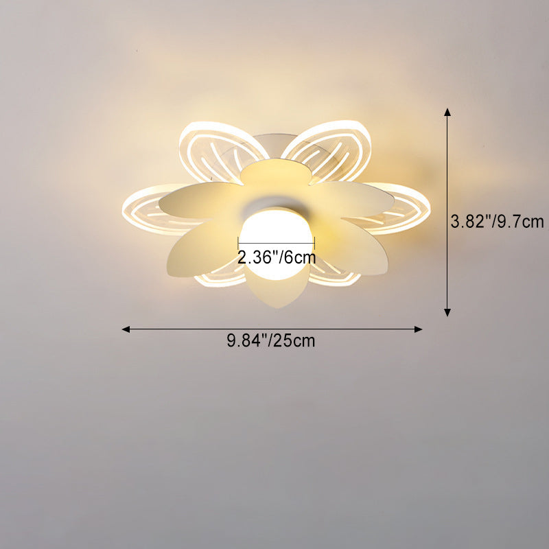 Modern Minimalist Suzuran Iron Frame Acrylic Shade LED Semi-Flush Mount Ceiling Light For Living Room