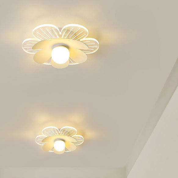 Modern Minimalist Suzuran Iron Frame Acrylic Shade LED Semi-Flush Mount Ceiling Light For Living Room