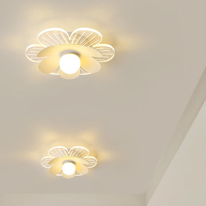 Modern Minimalist Suzuran Iron Frame Acrylic Shade LED Semi-Flush Mount Ceiling Light For Living Room