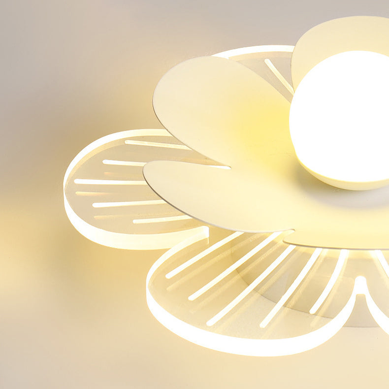 Modern Minimalist Suzuran Iron Frame Acrylic Shade LED Semi-Flush Mount Ceiling Light For Living Room
