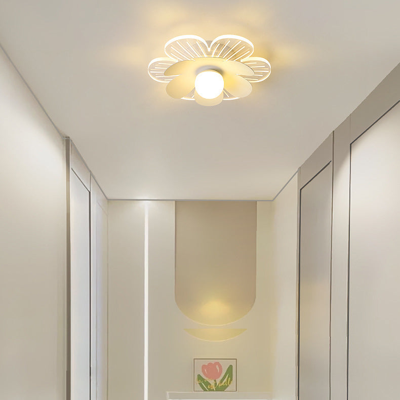 Modern Minimalist Suzuran Iron Frame Acrylic Shade LED Semi-Flush Mount Ceiling Light For Living Room