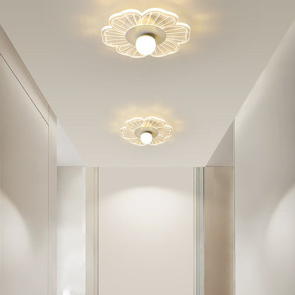 Modern Minimalist Suzuran Iron Frame Acrylic Shade LED Semi-Flush Mount Ceiling Light For Living Room
