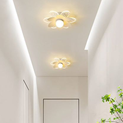 Modern Minimalist Suzuran Iron Frame Acrylic Shade LED Semi-Flush Mount Ceiling Light For Living Room