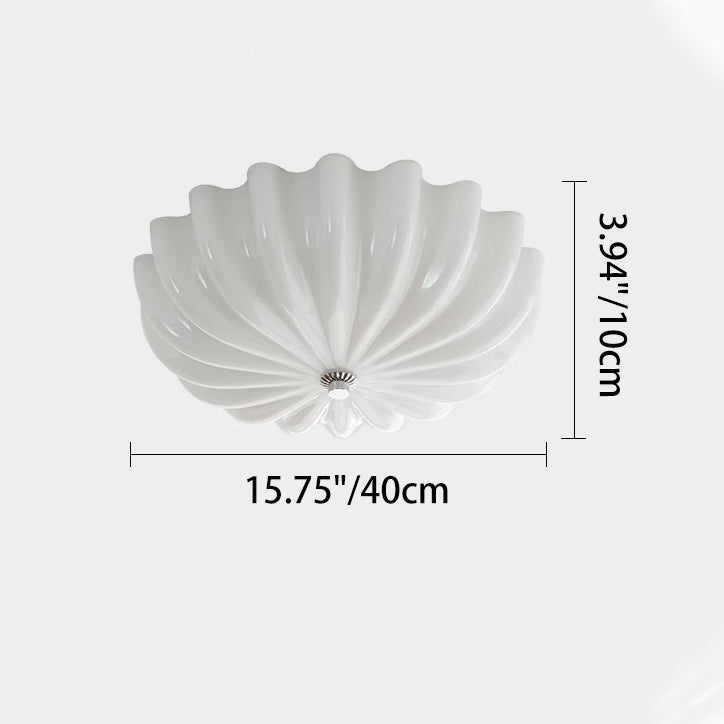 Contemporary Nordic Cream Round Stripe Hardware Glass LED Flush Mount Ceiling Light For Living Room
