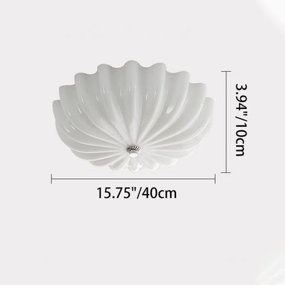 Contemporary Nordic Cream Round Stripe Hardware Glass LED Flush Mount Ceiling Light For Living Room