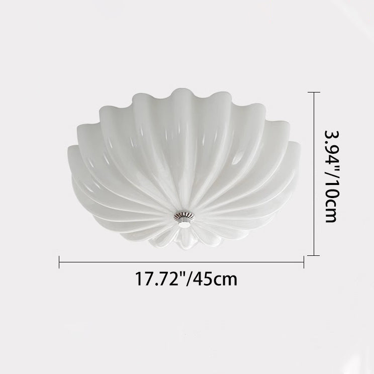 Contemporary Nordic Cream Round Stripe Hardware Glass LED Flush Mount Ceiling Light For Living Room