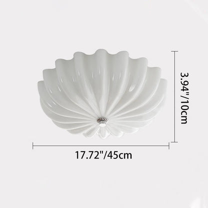 Contemporary Nordic Cream Round Stripe Hardware Glass LED Flush Mount Ceiling Light For Living Room