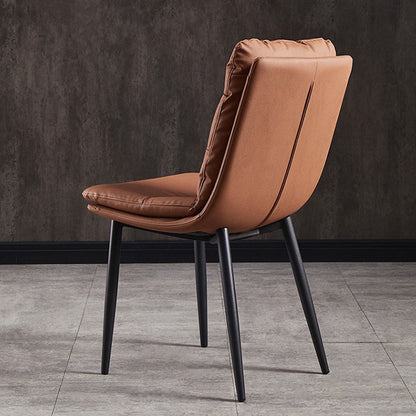 Modern Luxury Rectangular Double Upholstered Carbon Steel Frame Microfiber Leather Dining Chair Backrest For Dining Room