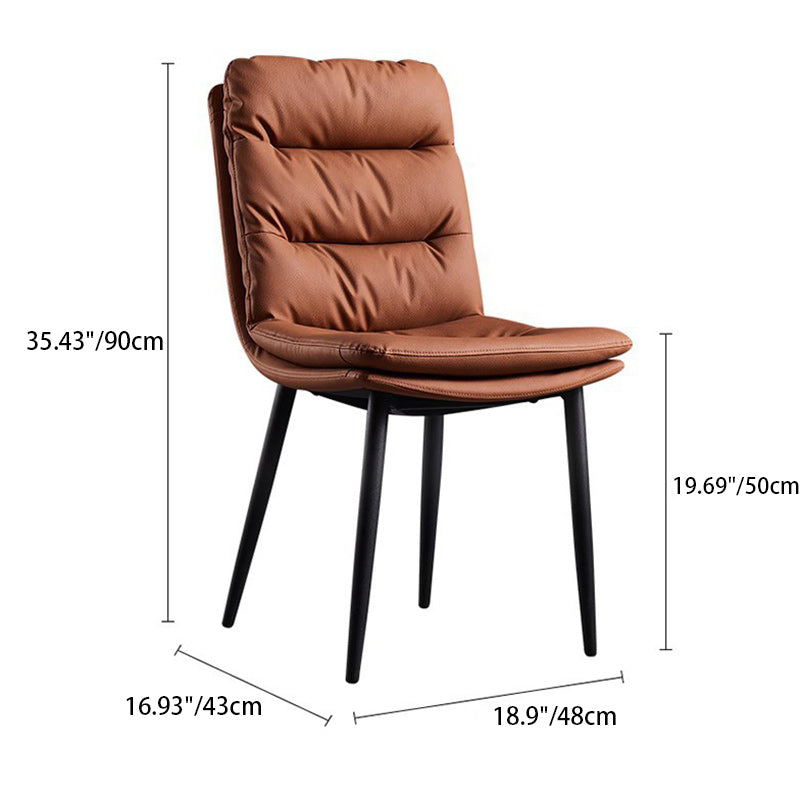 Modern Luxury Rectangular Double Upholstered Carbon Steel Frame Microfiber Leather Dining Chair Backrest For Dining Room