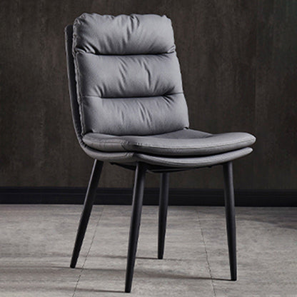 Modern Luxury Rectangular Double Upholstered Carbon Steel Frame Microfiber Leather Dining Chair Backrest For Dining Room