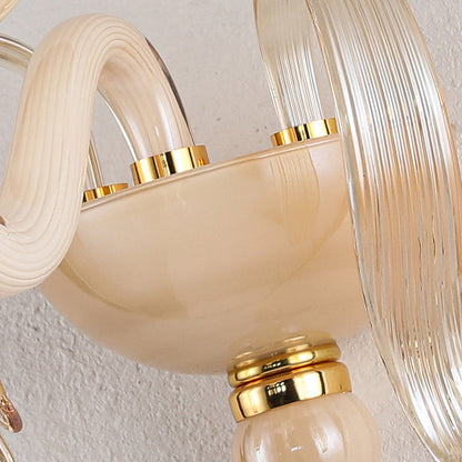 Traditional European Leaf Candle Holder Hardware Frame Glass Shade 1-Light Wall Sconce Lamp For Living Room