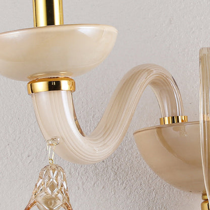 Traditional European Leaf Candle Holder Hardware Frame Glass Shade 1-Light Wall Sconce Lamp For Living Room