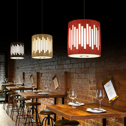 Traditional Chinese Cylinder Bamboo Woven 1-Light Pendant Light For Dining Room