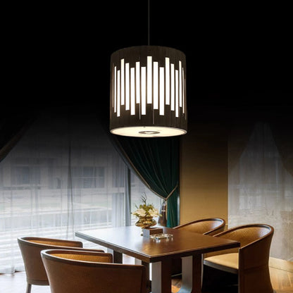 Traditional Chinese Cylinder Bamboo Woven 1-Light Pendant Light For Dining Room