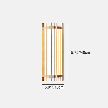 伝統的な日本の半円筒形の縞模様のラバーウッド製PVC LED壁取り付け用燭台ランプ（リビングルーム用） 