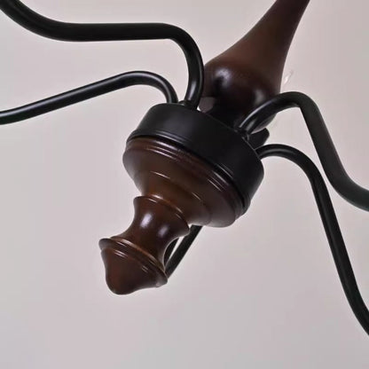 Traditional French Branch Curved Rod Candelabra Solid Wood Iron 5/6/8/10 Light Chandelier For Living Room