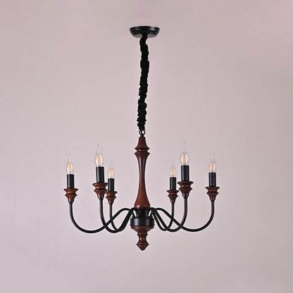 Traditional French Branch Curved Rod Candelabra Solid Wood Iron 5/6/8/10 Light Chandelier For Living Room