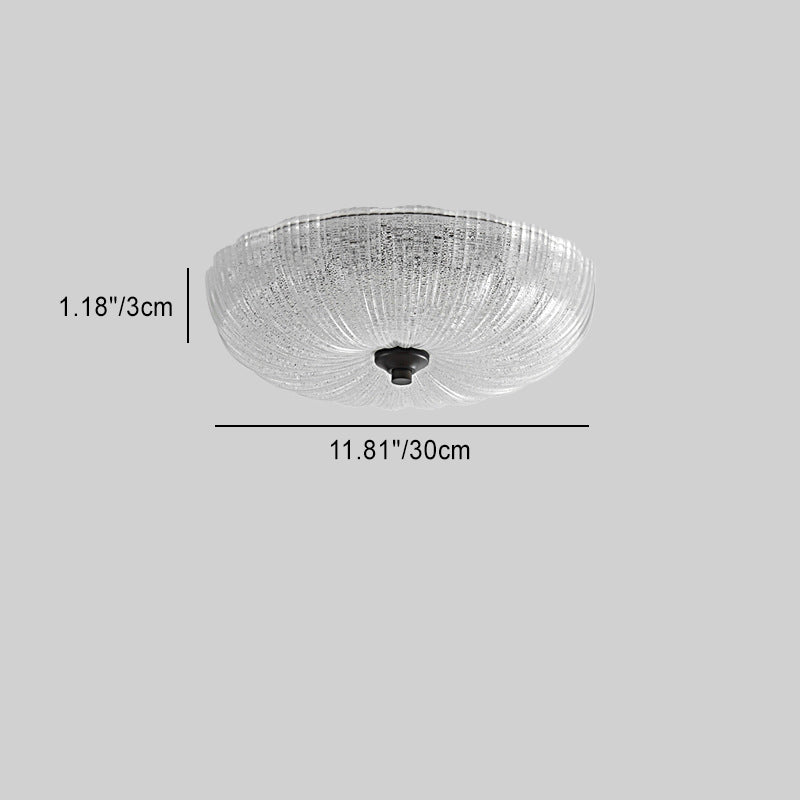 Contemporary Nordic Round Stripe Handmade Glass Copper LED Flush Mount Ceiling Light For Living Room