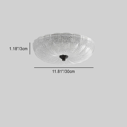 Contemporary Nordic Round Stripe Handmade Glass Copper LED Flush Mount Ceiling Light For Living Room